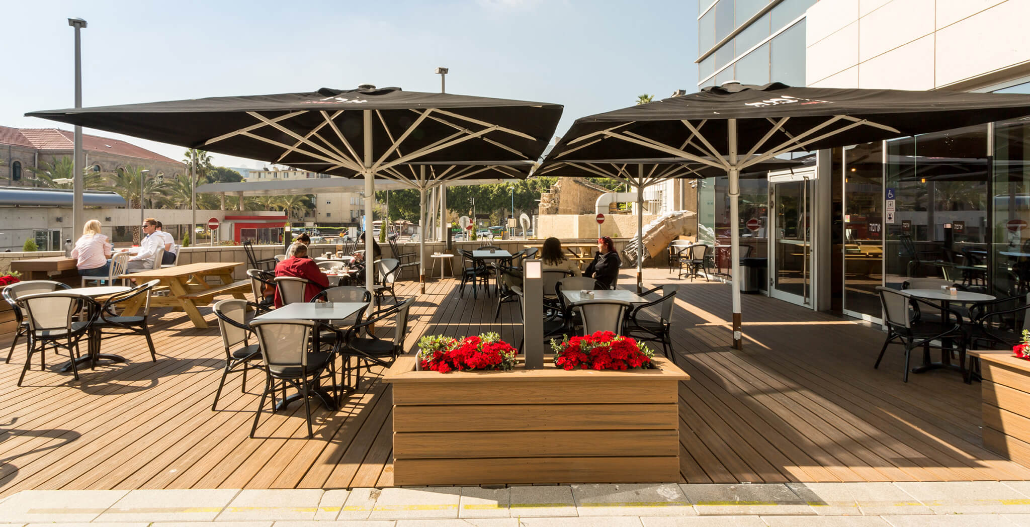 Exterior seating area Rambam Haifa Hospital branch