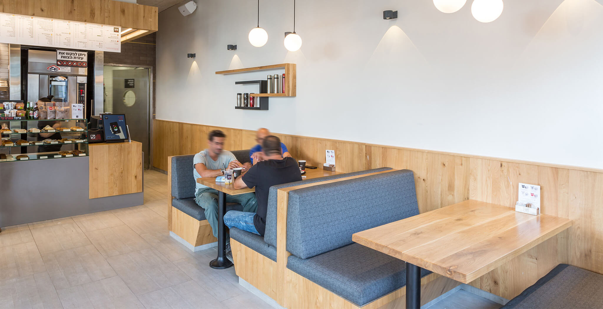 Internal seating area and tower branch counter