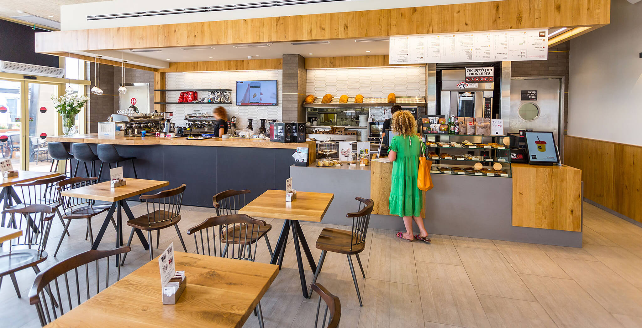 Internal seating area and tower branch counter