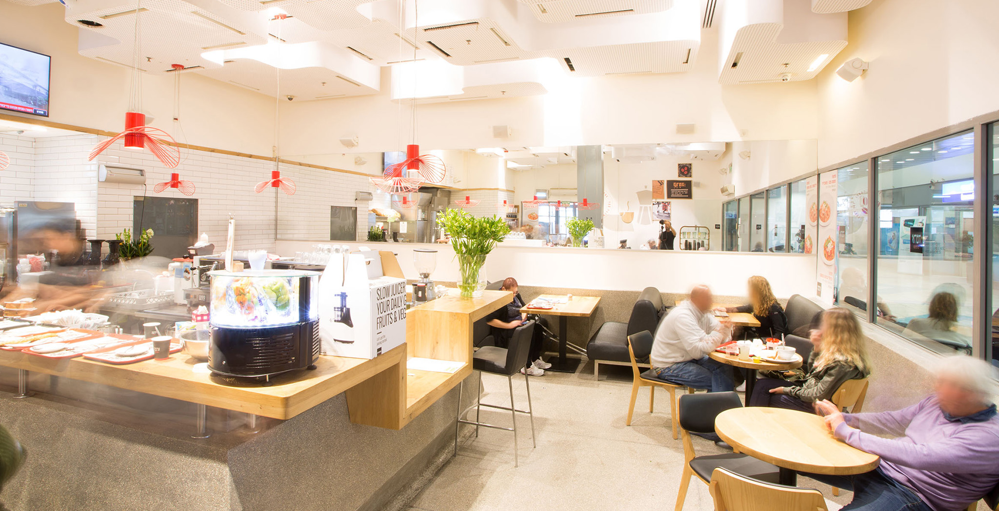 Internal seating area and counter of the Tel Hashomer Hospital branch