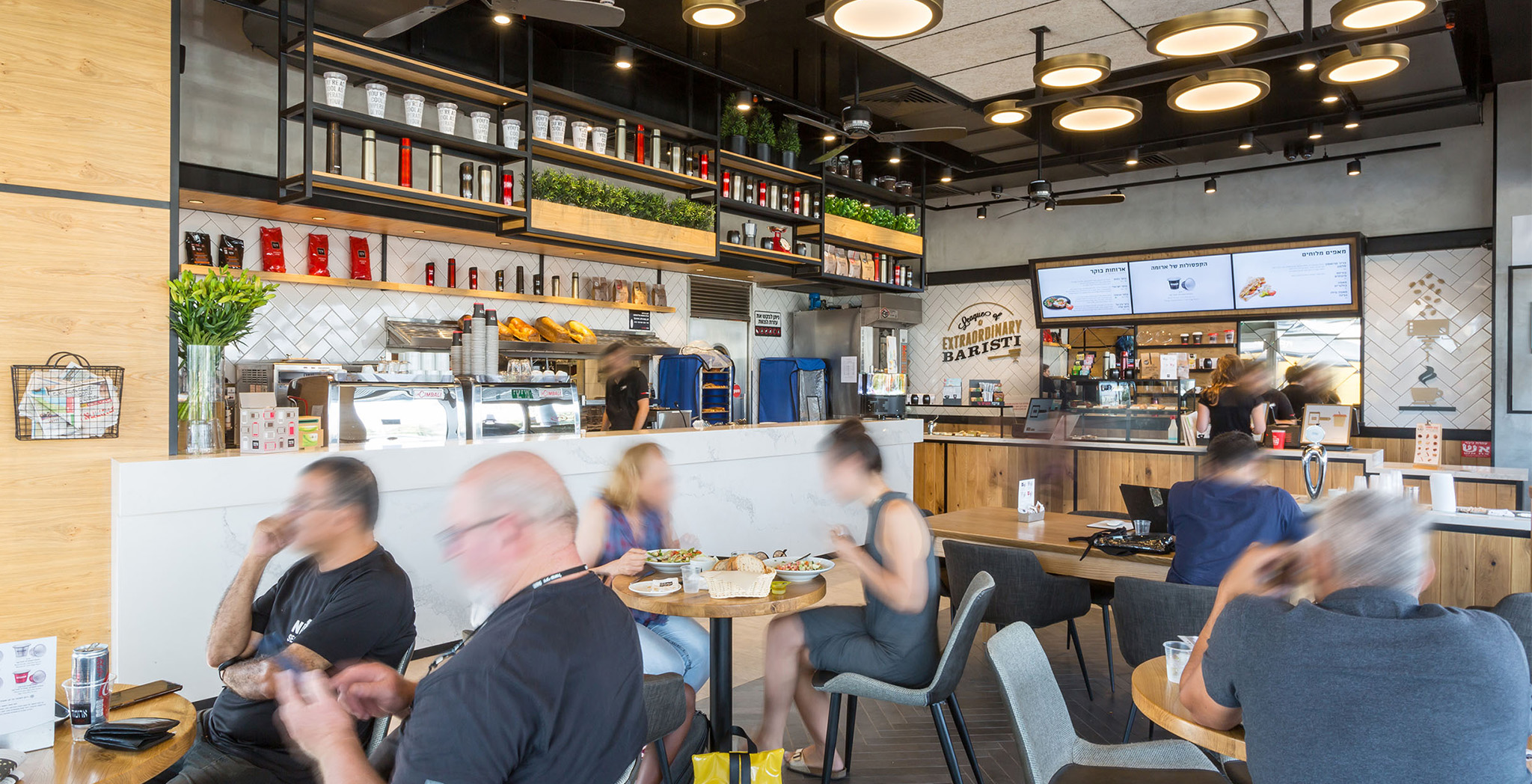 Internal seating area Paz Netanya Junction